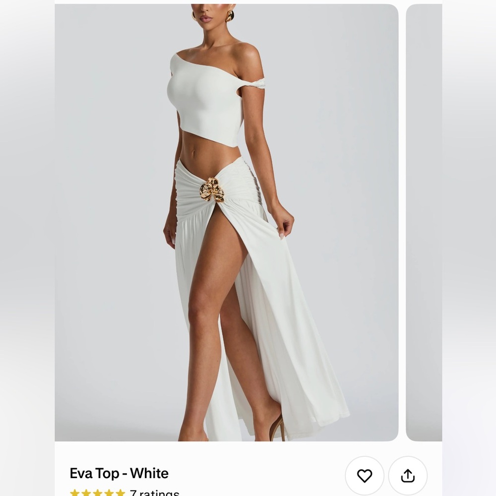 Women's White High-Low Maxi Dress with Off-Shoulder Top